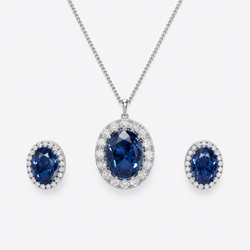 Midnight Sapphire Halo Set