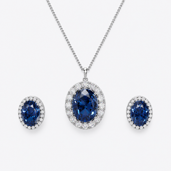 Midnight Sapphire Halo Set
