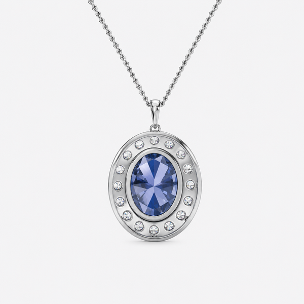 Royal Sapphire Halo Pendant