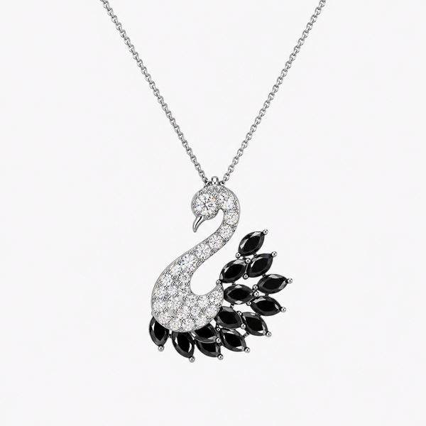 Noir Elegance Swan Pendant