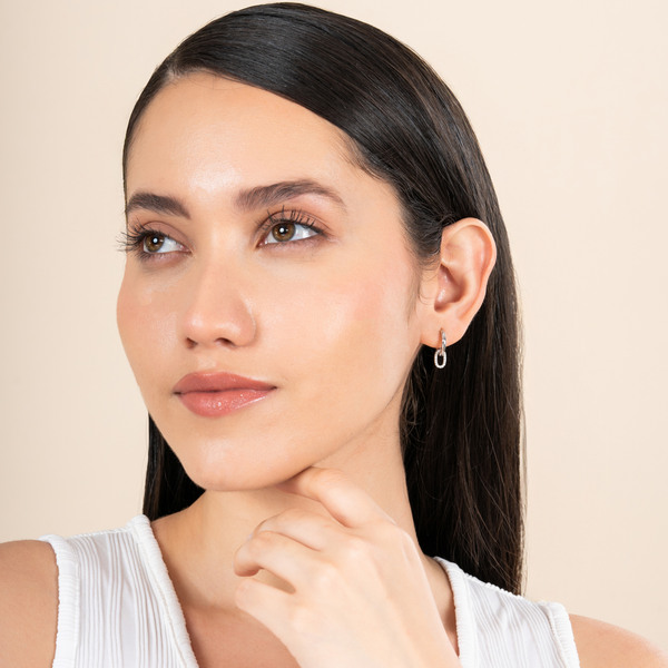 Halo Loop Pave Huggie Earrings