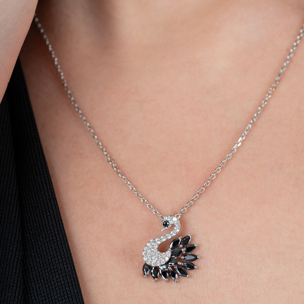 Noir Elegance Swan Pendant