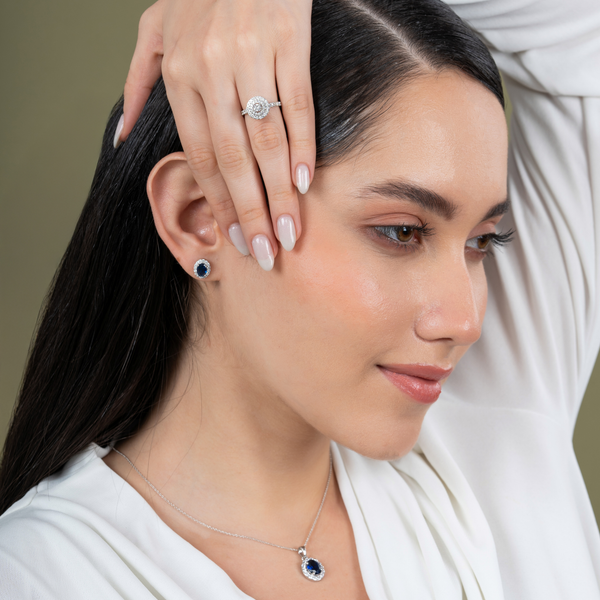 Royal Sapphire Halo Pendant