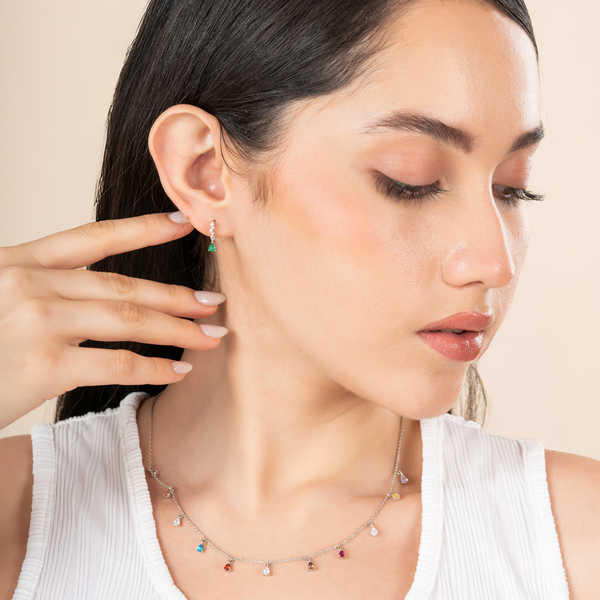 Prismatic Teardrop Charm Necklace