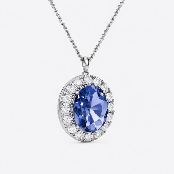 Royal Sapphire Halo Pendant