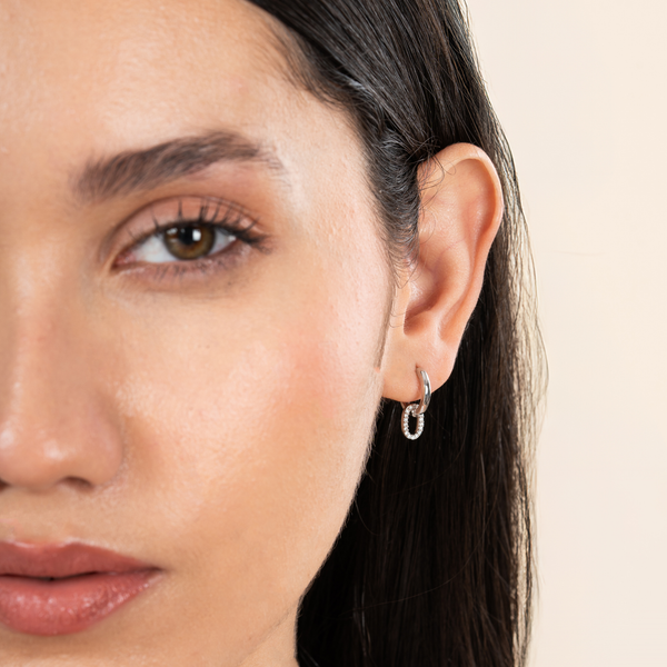 Halo Loop Pave Huggie Earrings