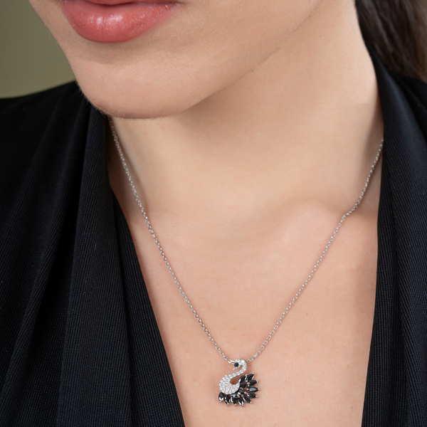 Noir Elegance Swan Pendant