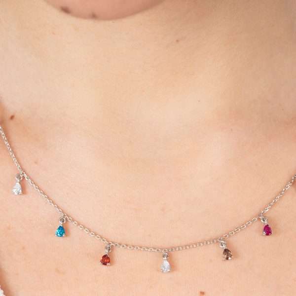 Prismatic Teardrop Charm Necklace