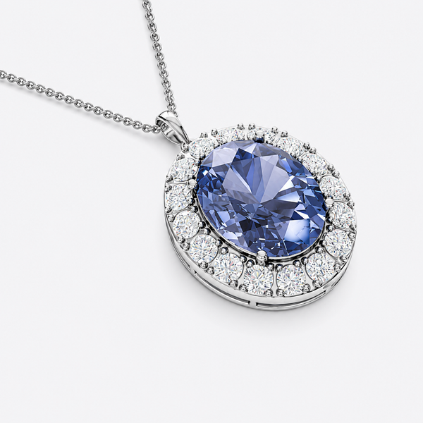 Royal Sapphire Halo Pendant