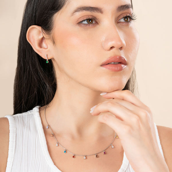 Prismatic Teardrop Charm Necklace