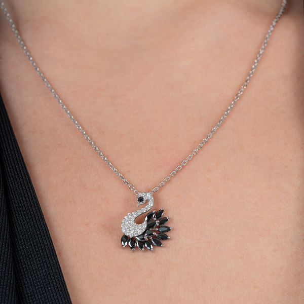 Noir Elegance Swan Pendant