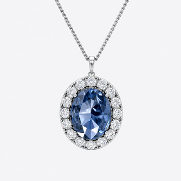 Royal Sapphire Halo Pendant