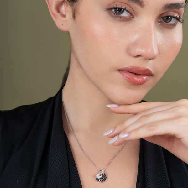 Noir Elegance Swan Pendant