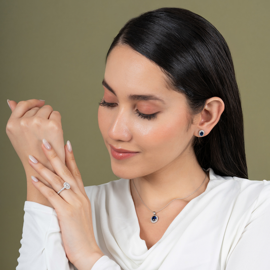 Midnight Sapphire Halo Set