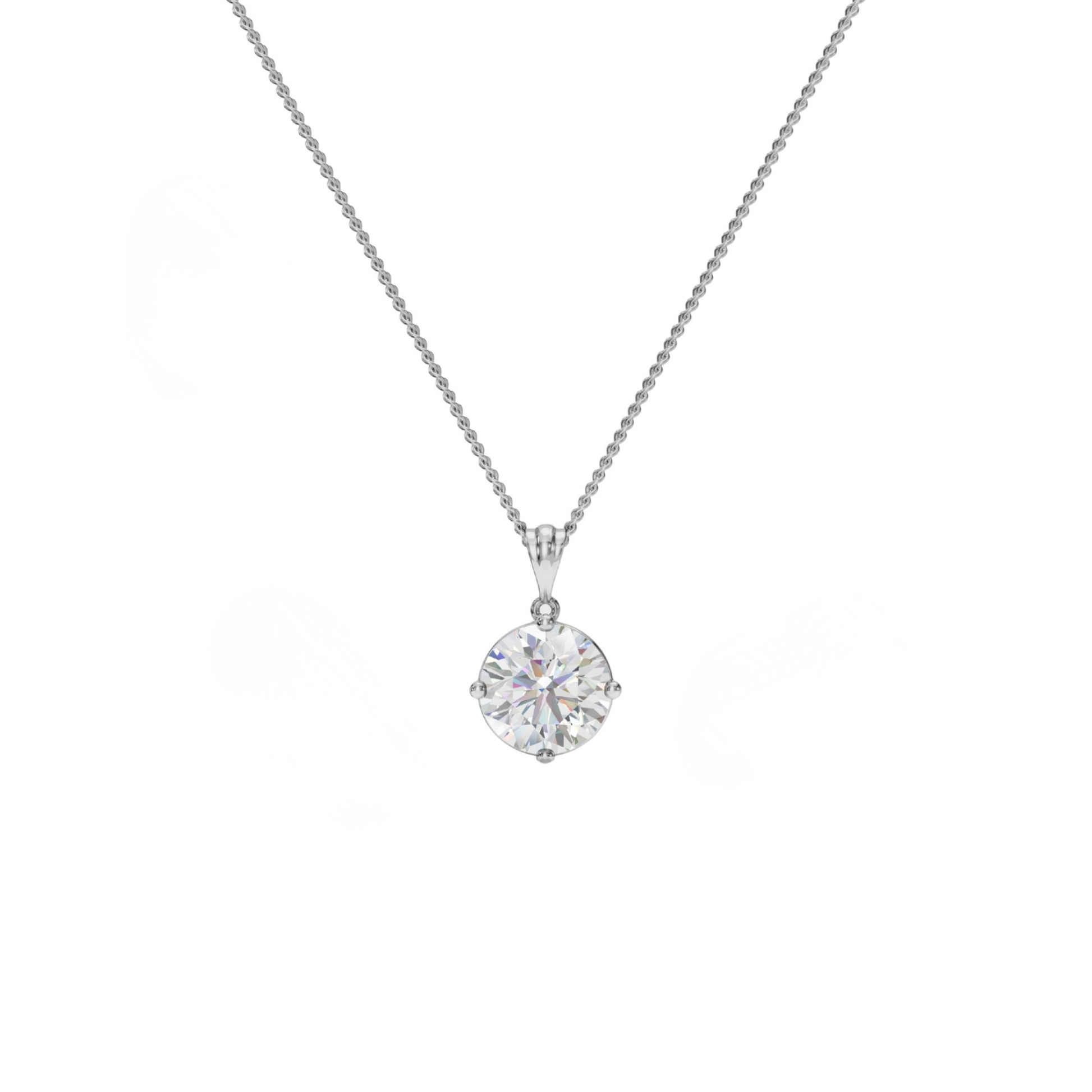 Diamond necklace on a white background